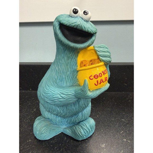Other - Vtg Rubber Cookie Monster Cookie Jar Bank 9" Sesame Street Illco Toy China